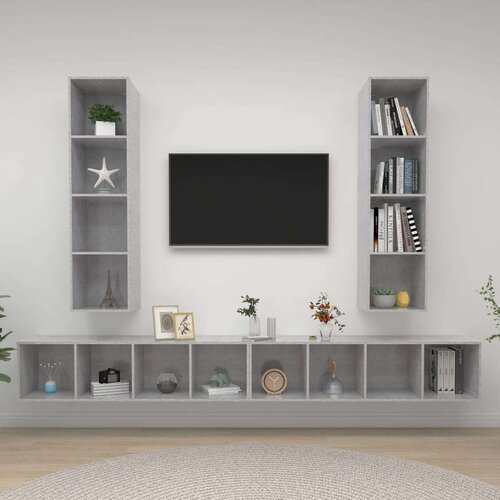 TV Zidni TV ormarići 4 kom siva boja betona od konstruiranog drva Cijene