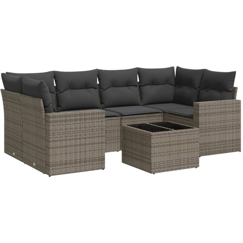  7-dijelni set vrtnih sofa sivi od poliratana Siva Slike