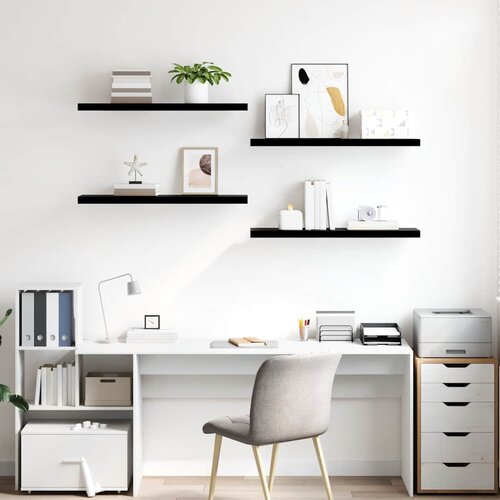  Plutajuće zidne police 4 kom sjajne crne 90 x 23,5 x 3,8 cm MDF Slike
