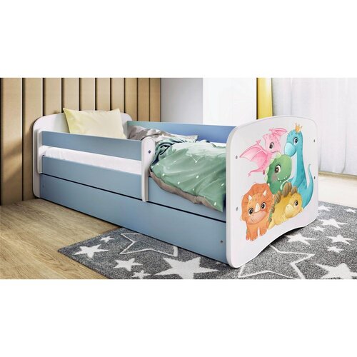 MID.YOU Dječji krevet Dreamy dinosauri 160x80 sa madracem s ladicom Plava Cijene