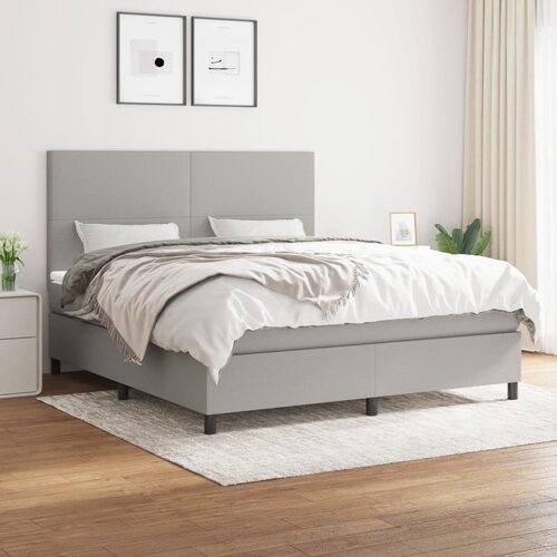 The Living Store Box spring postelja z vzmetnico svetlo siva 160x200 cm žamet - Box Spring Postelja, (21490605) Slike