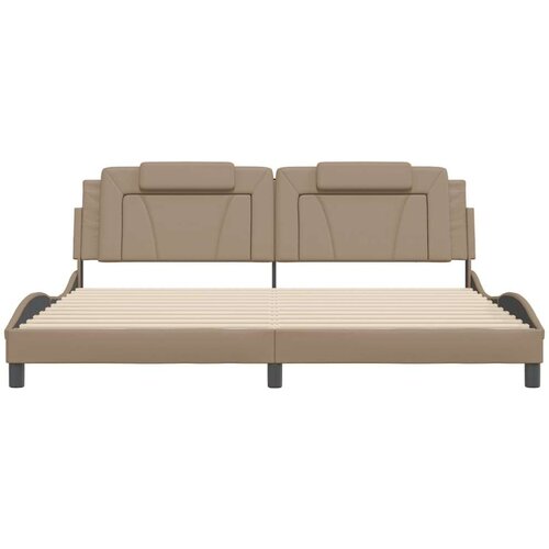  Okvir kreveta LED boja cappuccina 200 x 200 cm umjetna koža Slike