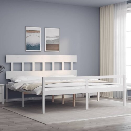 vidaXL okvir za krevet s uzglavljem bijeli 200x200 cm od masivnog drva Cijene