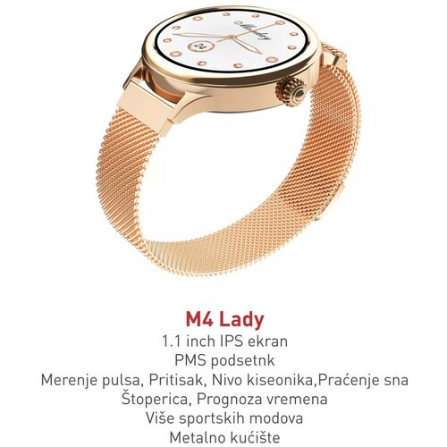 Smart Watch lady M4 (metalna narukvica) zlatna pametni sat Slike