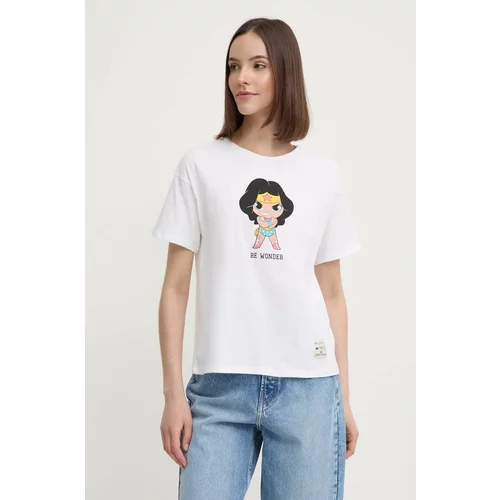 United Colors Of Benetton Bombažna kratka majica x DC ženska, bela barva, 30963M06E