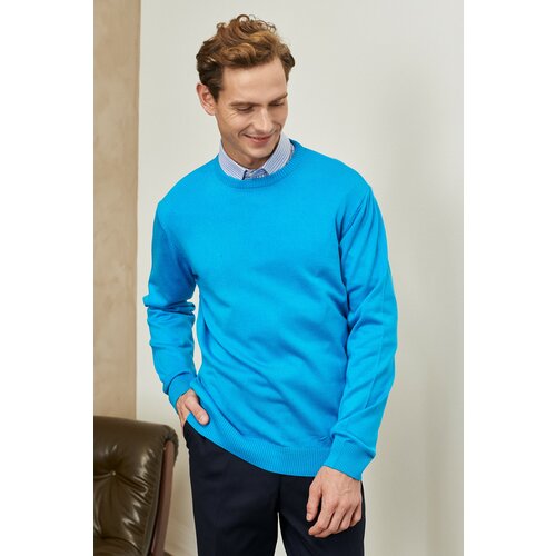 ALTINYILDIZ CLASSICS Men's Turquoise Standard Fit Normal Cut Crew Neck Knitwear Sweater. Slike