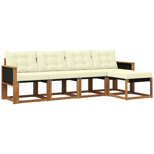 vidaXL Zunanja garnitura za sedenje z blazino 5 pcs Naravna in smetana, (5000280294) Cene