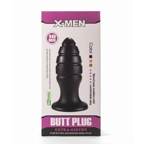 X-Men 10&quot; Extra Girthy Butt Plug Black VIII XMEN000169 Cene