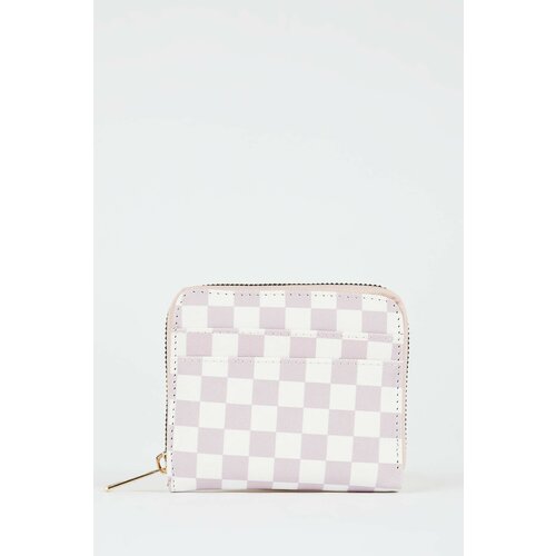 Defacto Women's Checkerboard Patterned Faux Leather Wallet Slike