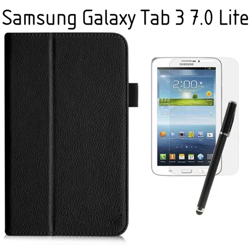  Ovitek / etui / zaščita za Samsung Galaxy Tab 3 7.0 Lite - črni (+ zaščitna folija in pisalo)