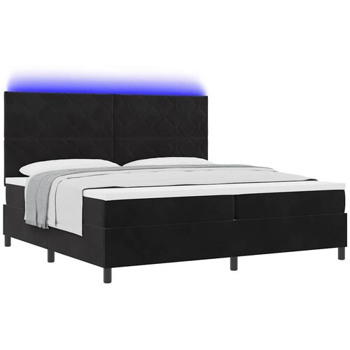  LED Box Spring Krevet s uzglavljem Crna 200 x 200 cm Bar&amp;scaron;un Slike