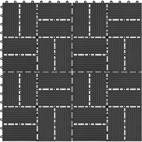  Pločice za trijem 11 kom WPC 30 x 30 cm 1 m² crne