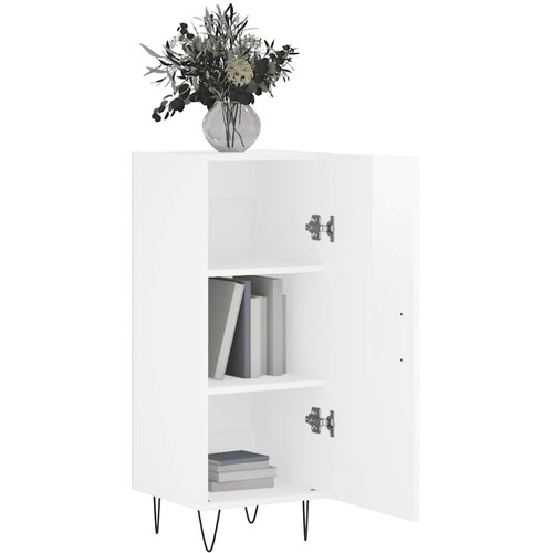  Komoda sjajna bijela 34,5 x 34 x 90 cm od konstruiranog drva Slike
