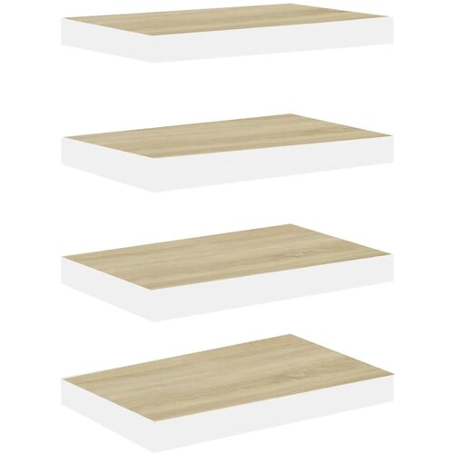 Maison Chic 4 kosi Stenske Police - Viseče police barva hrasta in bela 50x23x3,8 cm MDF, (21758756) Slike
