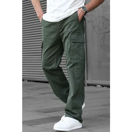 Madmext Khaki Men's Wide Leg Cargo Pocket Trousers 6811