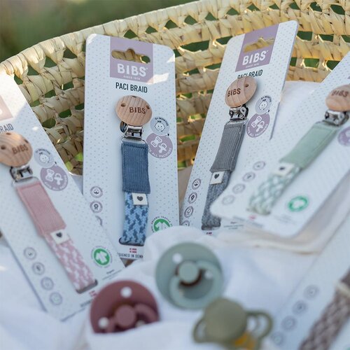 Bibs Paci Braid držalo za dudo Petrol / Baby Blue 1 kos Slike
