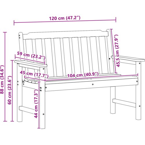 VidaXL vrtna klupa bijela 120 cm hdpe Slike