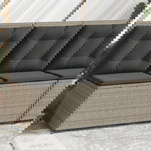 VidaXL Vrtni naslonjač s jastucima svjetlosivi od poliratana Slike