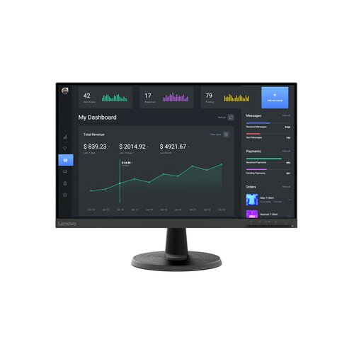 Lenovo Monitor D24-45 60,45 cm (23,8&amp;quot;), 1920x1080 (FHD), 250cd/m2, VA, 16:9 3000:1 5ms HDMI 1.4 VGA 75Hz 72 NTSC AMD FreeSync (67A4KAC6EU) Slike