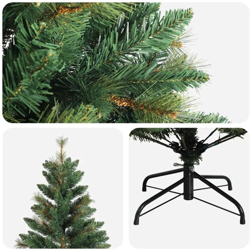  Umjetno božićno drvce s nogom 240 cm PVC i metal Zelena - Zelena 240 cm bez LED svjetala Slike