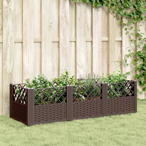 vidaXL Vrtna sadilica s klinovima smeđa 123 5x43 5x43 5 cm PP Cijene