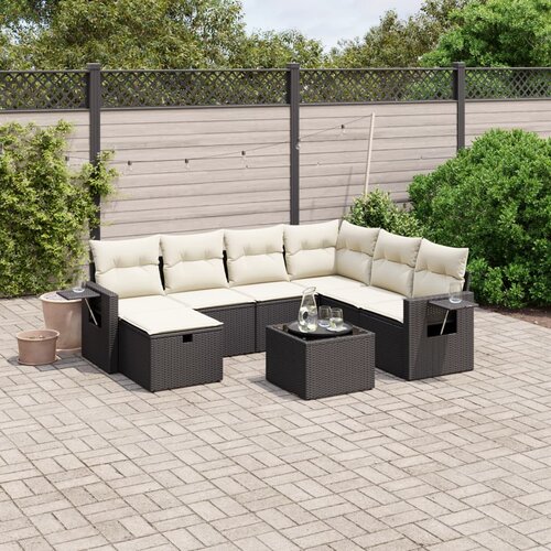 vidaXL 8-dijelni set vrtnih sofa od poliratana s jastucima crni Cijene