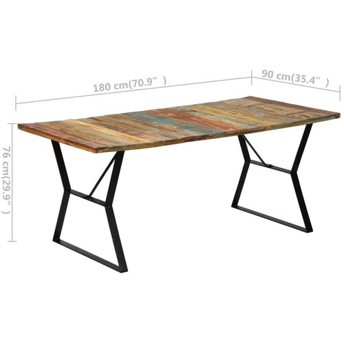  Blagovaonski stol od masivnog obnovljenog drva 180 x 90 x 76 cm Slike
