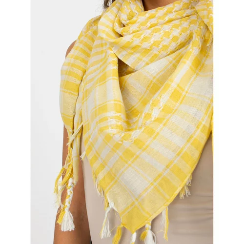 Fashion Hunters Light yellow and white scarf with fringes