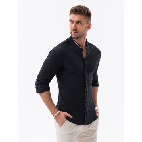 Ombre Men's SLIM FIT shirt in decorative fabric - blue Slike