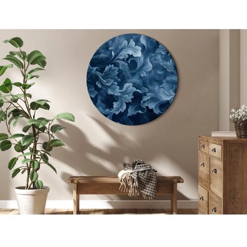  Okrugla slika - Abstract Ornaments Dark Blue Victorian Leaves 80x80 Cene