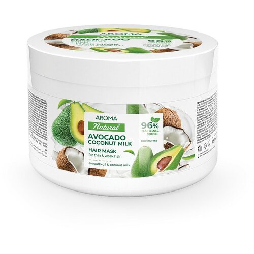 Aroma Natural maska za kosu hair mask avocado & coconut milk Slike