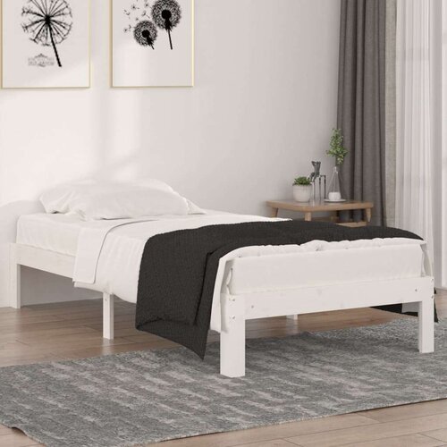  Posteljni okvir bel iz trdnega lesa 90x190 cm 3FT, (20904507) Slike