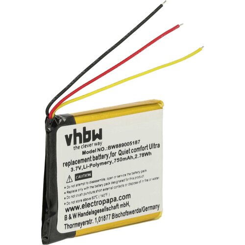 VHBW Baterija za Bose QuietComfort Ultra, 750 mAh Slike