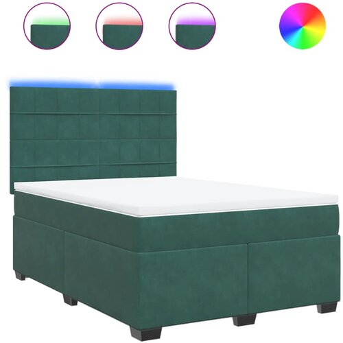 VidaXL Box spring postelja z vzmetnico temno zelena 140x200 cm žamet, (21305803) Slike