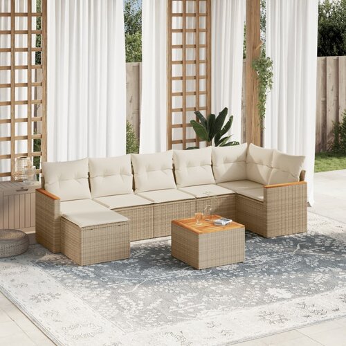 vidaXL 8-dijelni set vrtnih sofa od poliratana s jastucima bež Cijene