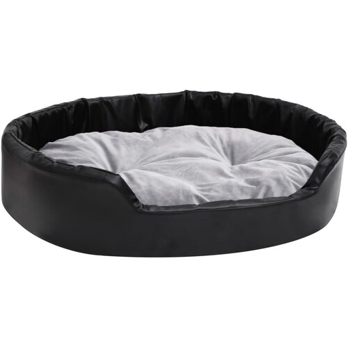  Krevet za pse crno-sivi 90 x 79 x 20 cm od pli&amp;scaron;a i umjetne kože Slike