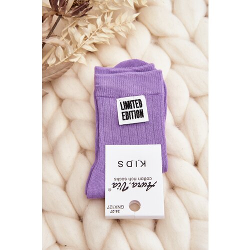 Kesi Children's smooth socks with appliqué, purple Slike