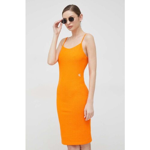 Calvin Klein Jeans Obleka oranžna barva Slike