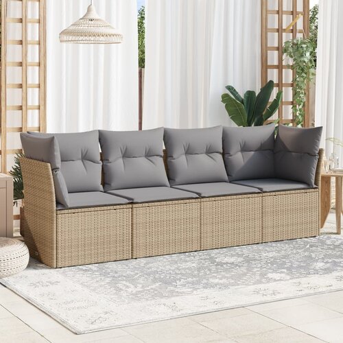 VidaXL 4-dijelni set vrtnih sofa s jastucima bež od poliratana Slike