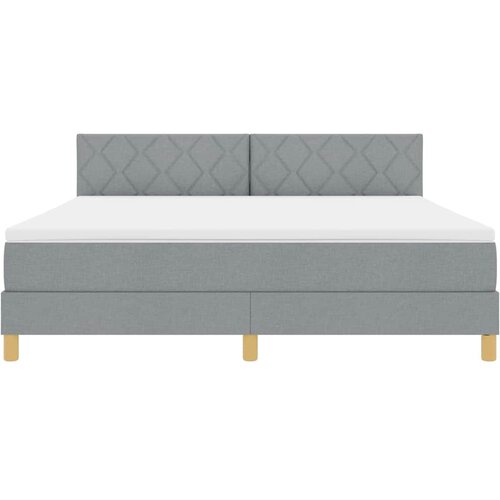  LED Box Spring Krevet Svijetlo siva 180 x 200 cm tkanina Slike