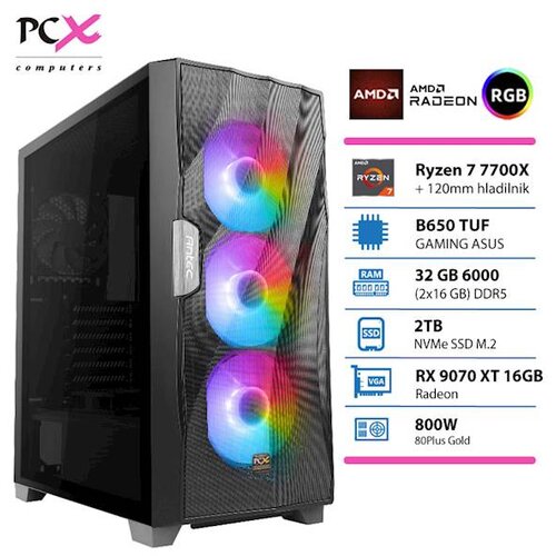 PCX Extian R7 7700X 32GB 2TB RX9070 XT namizni gaming računalnik, (21889033) Cene