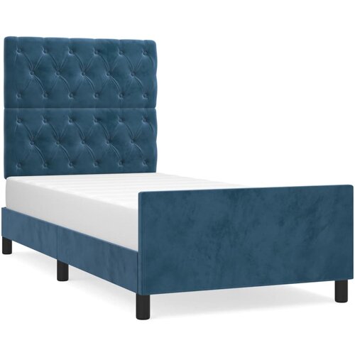 Maison Chic Posteljni okvir - Enojna postelja - Postelja za odrasle brez vzmetnice temno moder 80x200 cm žamet-J7690, (21775346) Cene