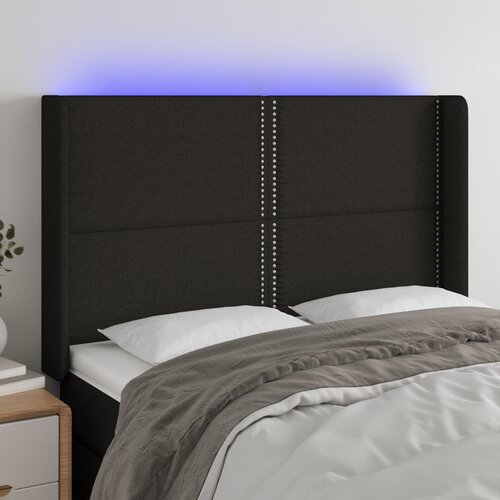  LED uzglavlje crno 147 x 16 x 118/128 cm od tkanine Cijene