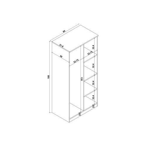 Hanah home Ormar Kardelen 1600-122, 80x180x51.8 cm, , Smeđa Slike