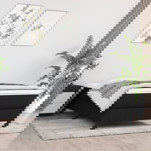 VidaXL Box spring krevet s madracem crni 90x190 cm od tkanine Slike
