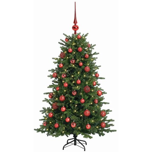  Umjetno božićno drvce s kuglicom 150 cm 150 LED lampica - 150 cm s LED-ima i crvenim lopticama Slike