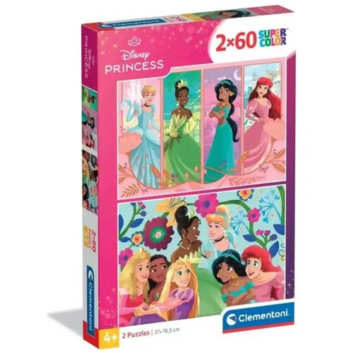 Clementoni Disney+Princeske 2x60 kosov Supercolor sestavljanka - Cene