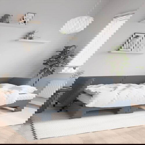 VidaXL Izvlečna dnevna postelja z vzmetnico tem. siva 80x200 cm žamet Slike