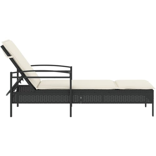  Ležaljka za sunčanje s jastukom crna 63x200x81 cm poliratan Slike