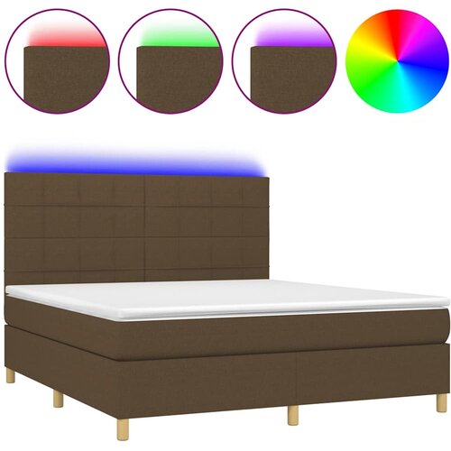  Krevet box spring s madracem LED tamnosmeđi 180x200 cm tkanina Slike